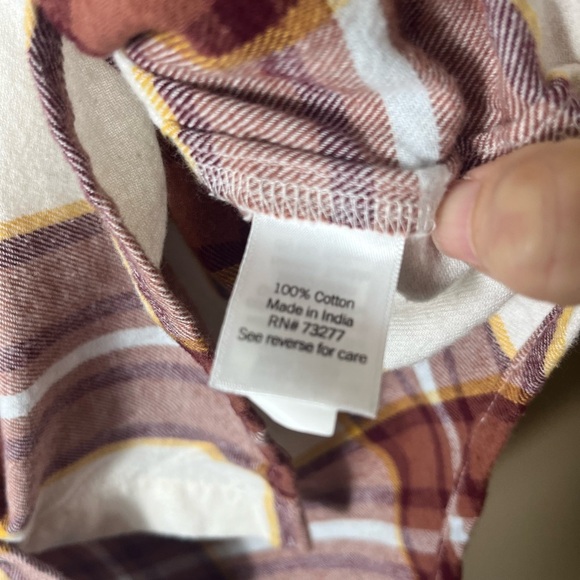 NWT SO Oversized Cotton Casual Comfy Button Down Plaid Shirt Size Small Rust - Picture 4 of 8